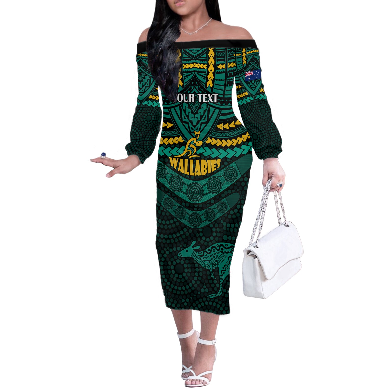 custom-wallabies-rugby-off-the-shoulder-long-sleeve-dress-polynesian-and-aboriginal-special-green-version