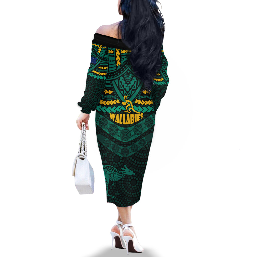 custom-wallabies-rugby-off-the-shoulder-long-sleeve-dress-polynesian-and-aboriginal-special-green-version
