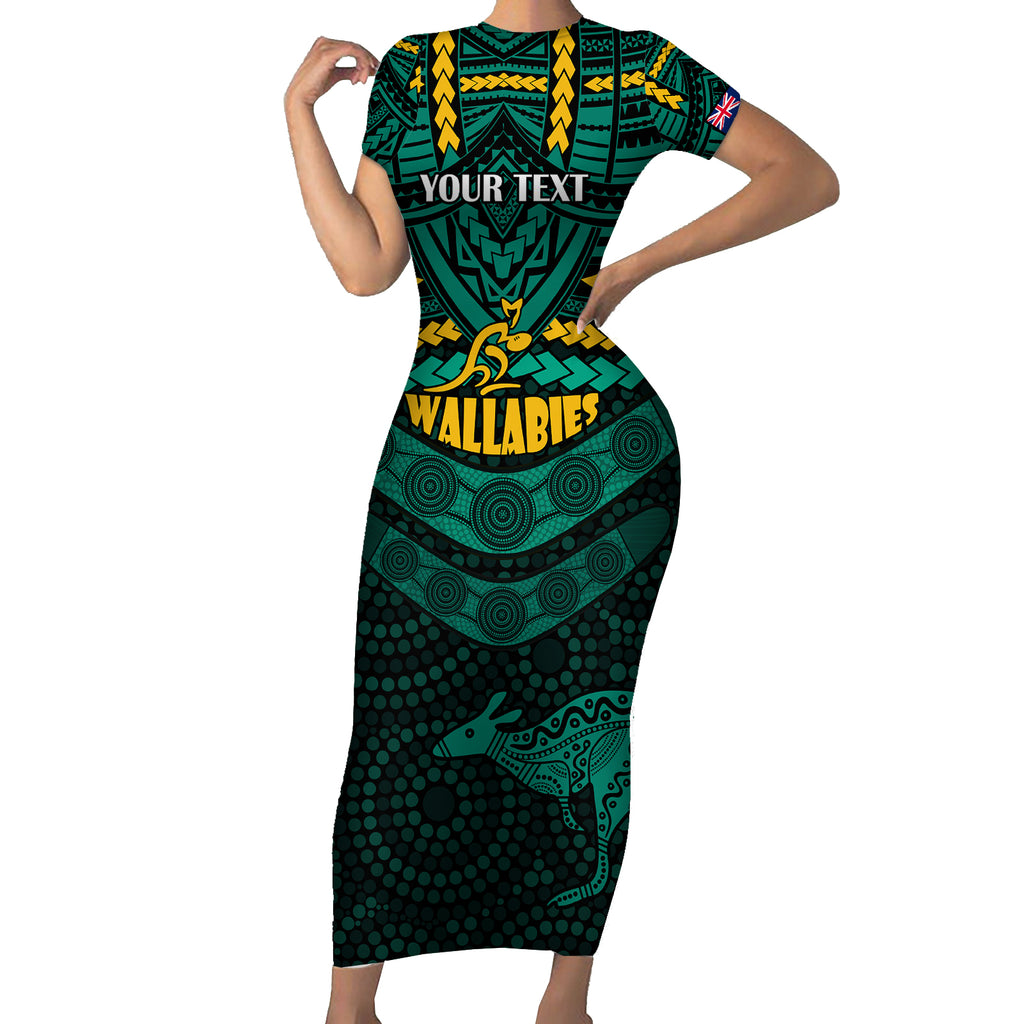 custom-wallabies-rugby-short-sleeve-bodycon-dress-polynesian-and-aboriginal-special-green-version