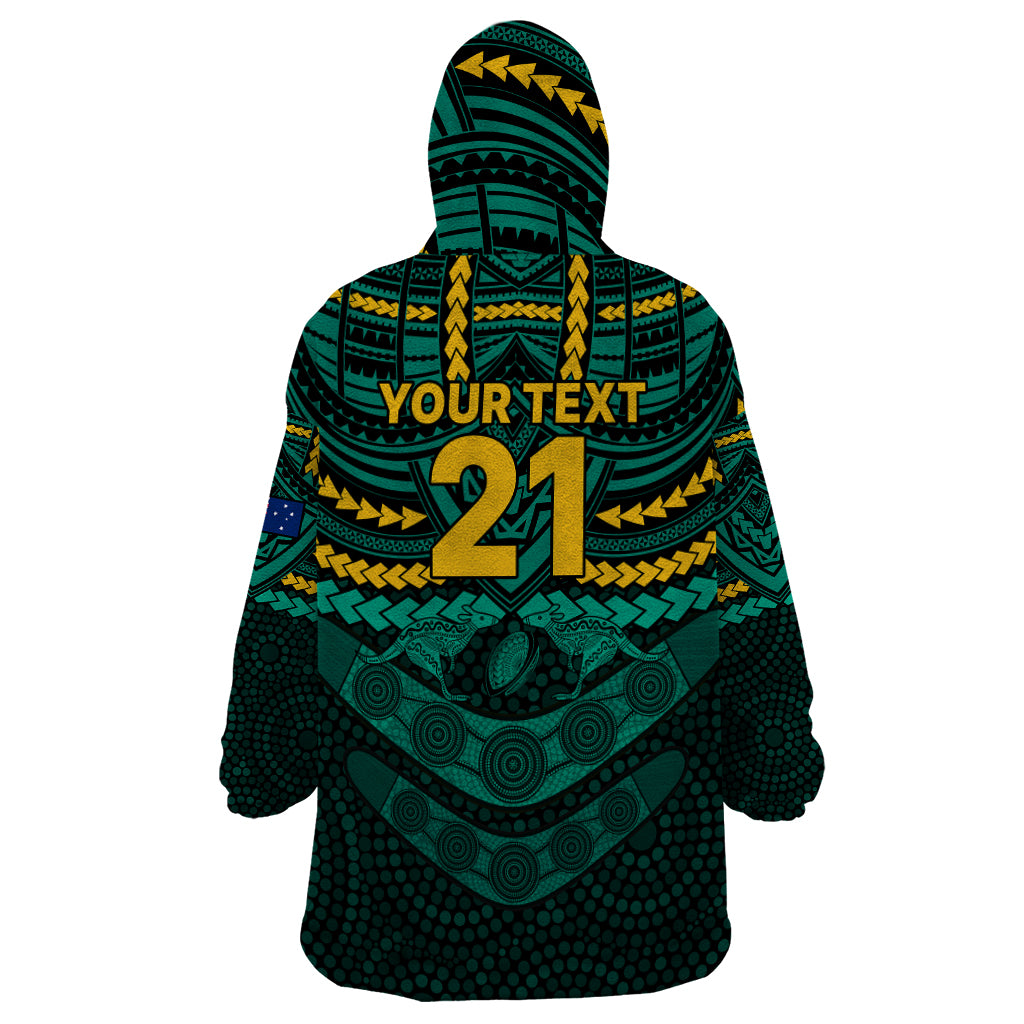 custom-wallabies-rugby-wearable-blanket-hoodie-polynesian-and-aboriginal-special-green-version