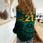 Custom Wallabies Rugby Women Casual Shirt Polynesian and Aboriginal Special Green Version LT9