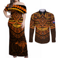 wallabies-rugby-couples-matching-off-shoulder-maxi-dress-and-long-sleeve-button-shirts-polynesian-and-aboriginal-special-orange-version