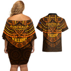 wallabies-rugby-couples-matching-off-shoulder-short-dress-and-hawaiian-shirt-polynesian-and-aboriginal-special-orange-version