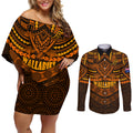 wallabies-rugby-couples-matching-off-shoulder-short-dress-and-long-sleeve-button-shirts-polynesian-and-aboriginal-special-orange-version