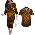 wallabies-rugby-couples-matching-off-the-shoulder-long-sleeve-dress-and-hawaiian-shirt-polynesian-and-aboriginal-special-orange-version