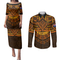 wallabies-rugby-couples-matching-puletasi-dress-and-long-sleeve-button-shirts-polynesian-and-aboriginal-special-orange-version