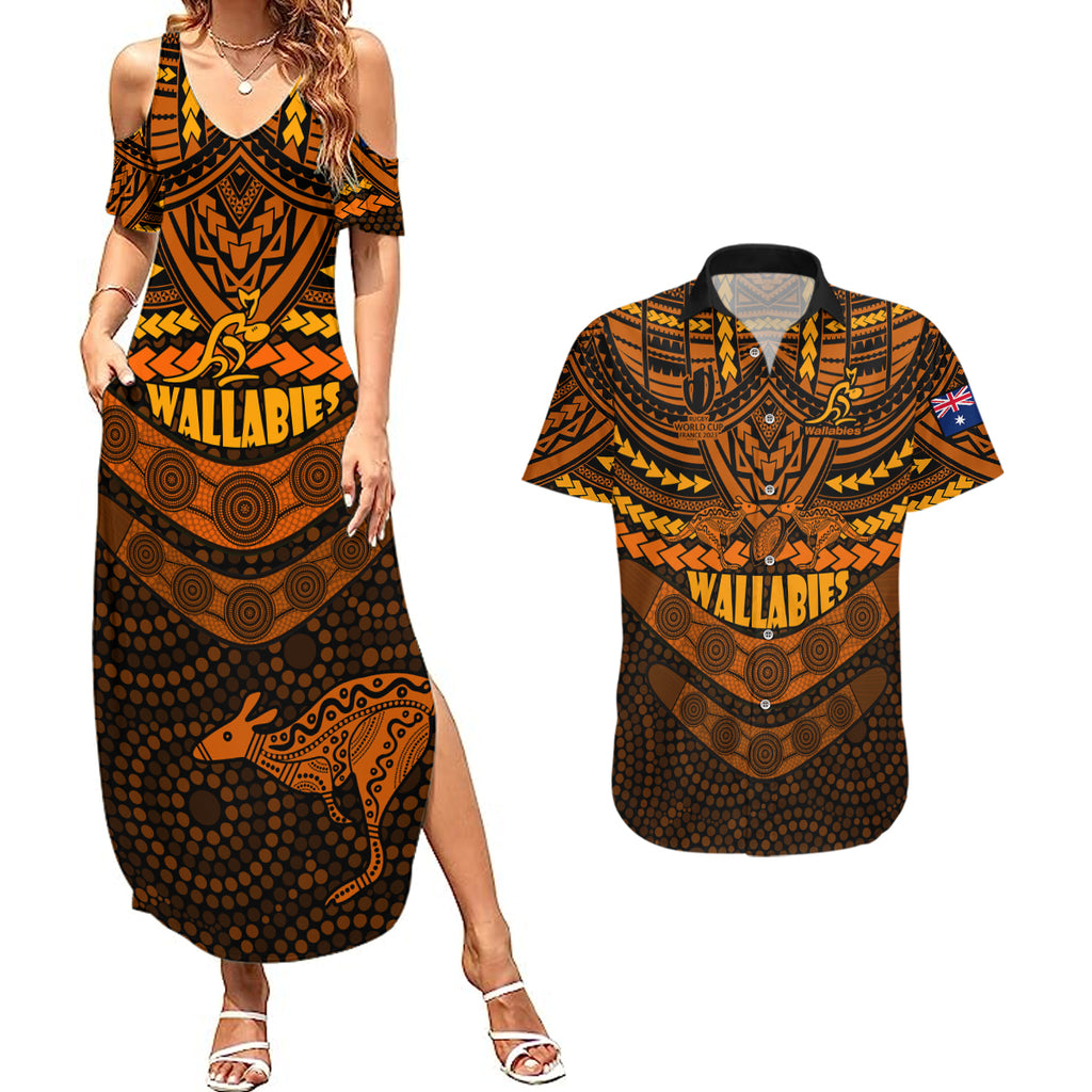 wallabies-rugby-couples-matching-summer-maxi-dress-and-hawaiian-shirt-polynesian-and-aboriginal-special-orange-version