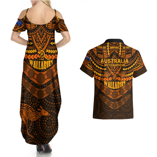 wallabies-rugby-couples-matching-summer-maxi-dress-and-hawaiian-shirt-polynesian-and-aboriginal-special-orange-version