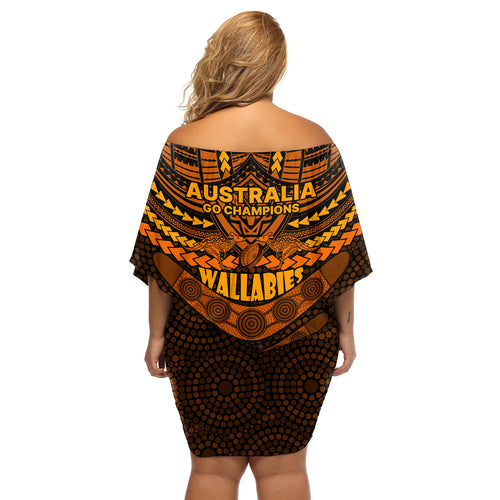 wallabies-rugby-off-shoulder-short-dress-polynesian-and-aboriginal-special-orange-version