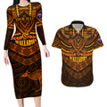 custom-wallabies-rugby-couples-matching-long-sleeve-bodycon-dress-and-hawaiian-shirt-polynesian-and-aboriginal-special-orange-version