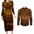 custom-wallabies-rugby-couples-matching-long-sleeve-bodycon-dress-and-long-sleeve-button-shirts-polynesian-and-aboriginal-special-orange-version