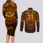 custom-wallabies-rugby-couples-matching-long-sleeve-bodycon-dress-and-long-sleeve-button-shirts-polynesian-and-aboriginal-special-orange-version