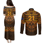 custom-wallabies-rugby-couples-matching-puletasi-dress-and-long-sleeve-button-shirts-polynesian-and-aboriginal-special-orange-version