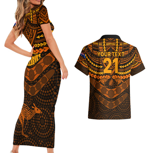 custom-wallabies-rugby-couples-matching-short-sleeve-bodycon-dress-and-hawaiian-shirt-polynesian-and-aboriginal-special-orange-version