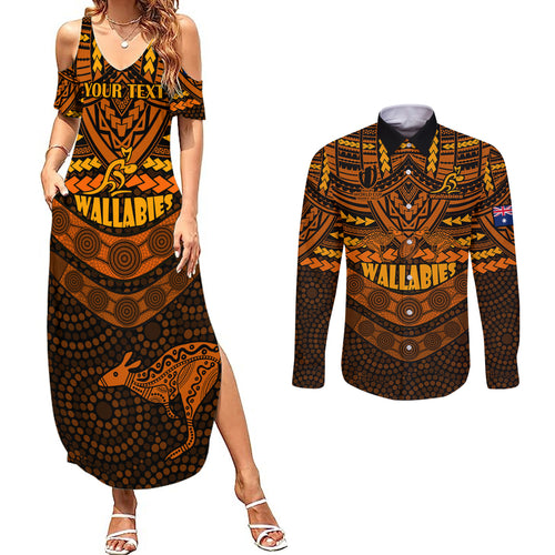 custom-wallabies-rugby-couples-matching-summer-maxi-dress-and-long-sleeve-button-shirts-polynesian-and-aboriginal-special-orange-version