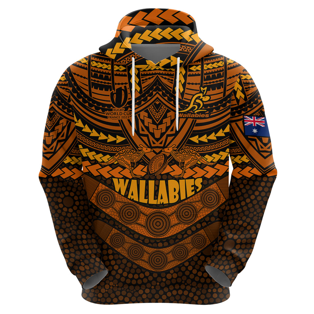 custom-wallabies-rugby-hoodie-polynesian-and-aboriginal-special-orange-version