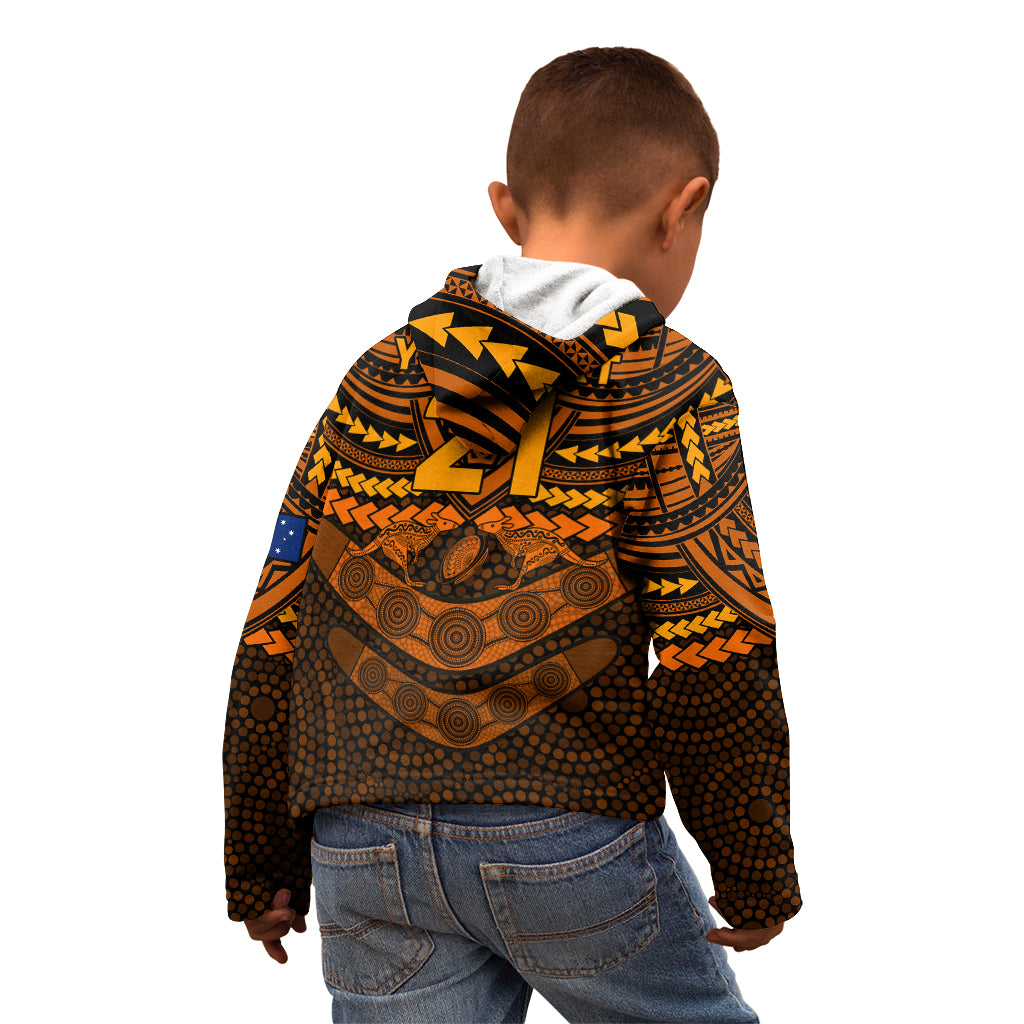 custom-wallabies-rugby-kid-hoodie-polynesian-and-aboriginal-special-orange-version