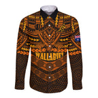 custom-wallabies-rugby-long-sleeve-button-shirt-polynesian-and-aboriginal-special-orange-version
