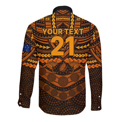 custom-wallabies-rugby-long-sleeve-button-shirt-polynesian-and-aboriginal-special-orange-version