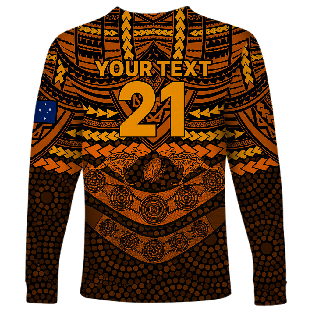 custom-wallabies-rugby-long-sleeve-shirt-polynesian-and-aboriginal-special-orange-version