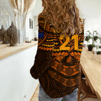 Custom Wallabies Rugby Women Casual Shirt Polynesian and Aboriginal Special Orange Version LT9