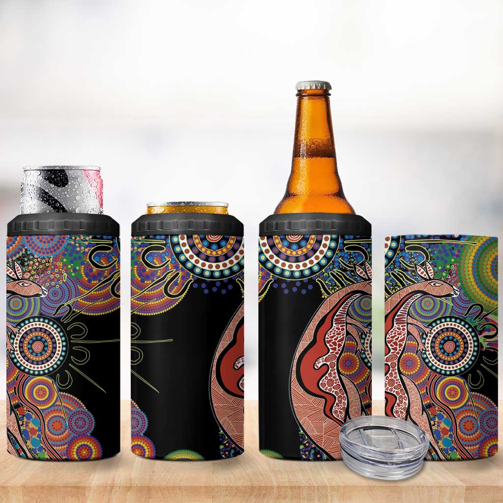 Indigenous Kangaroo Australia Aboriginal Style 4 in 1 Can Cooler Tumbler