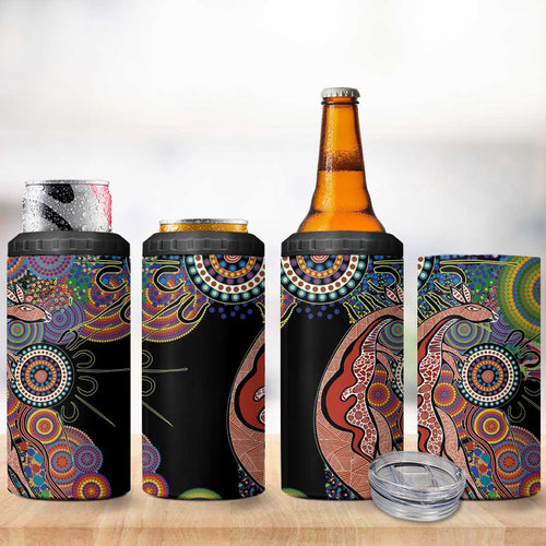Indigenous Kangaroo Australia Aboriginal Style 4 in 1 Can Cooler Tumbler