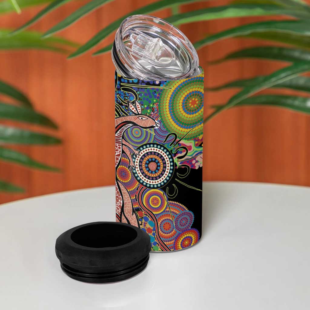 Indigenous Kangaroo Australia Aboriginal Style 4 in 1 Can Cooler Tumbler