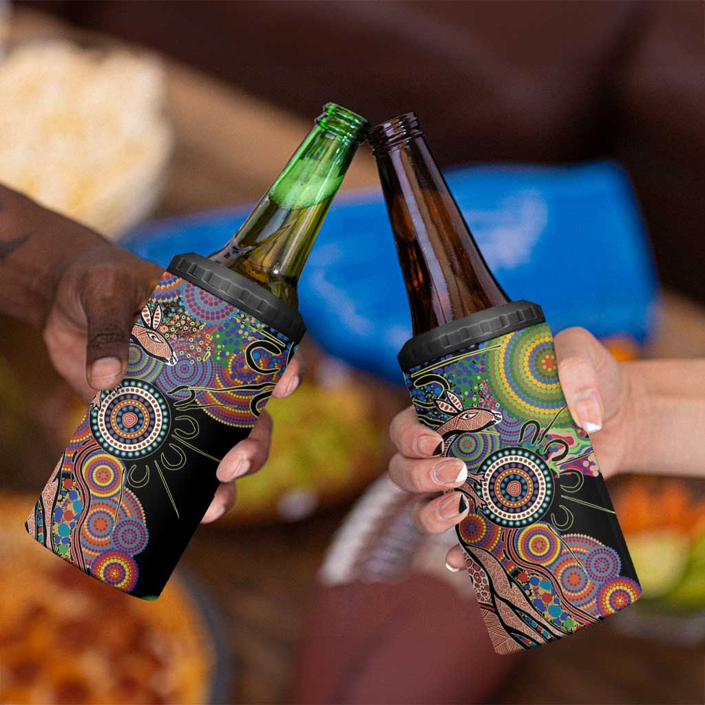 Indigenous Kangaroo Australia Aboriginal Style 4 in 1 Can Cooler Tumbler