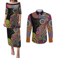 Indigenous Kangaroo Australia Aboriginal Style Couples Matching Puletasi and Long Sleeve Button Shirt