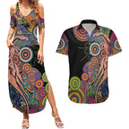 Indigenous Kangaroo Australia Aboriginal Style Couples Matching Summer Maxi Dress and Hawaiian Shirt