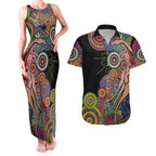 Indigenous Kangaroo Australia Aboriginal Style Couples Matching Tank Maxi Dress and Hawaiian Shirt