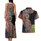 Indigenous Kangaroo Australia Aboriginal Style Couples Matching Tank Maxi Dress and Hawaiian Shirt