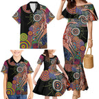 Indigenous Kangaroo Australia Aboriginal Style Family Matching Mermaid Dress and Hawaiian Shirt