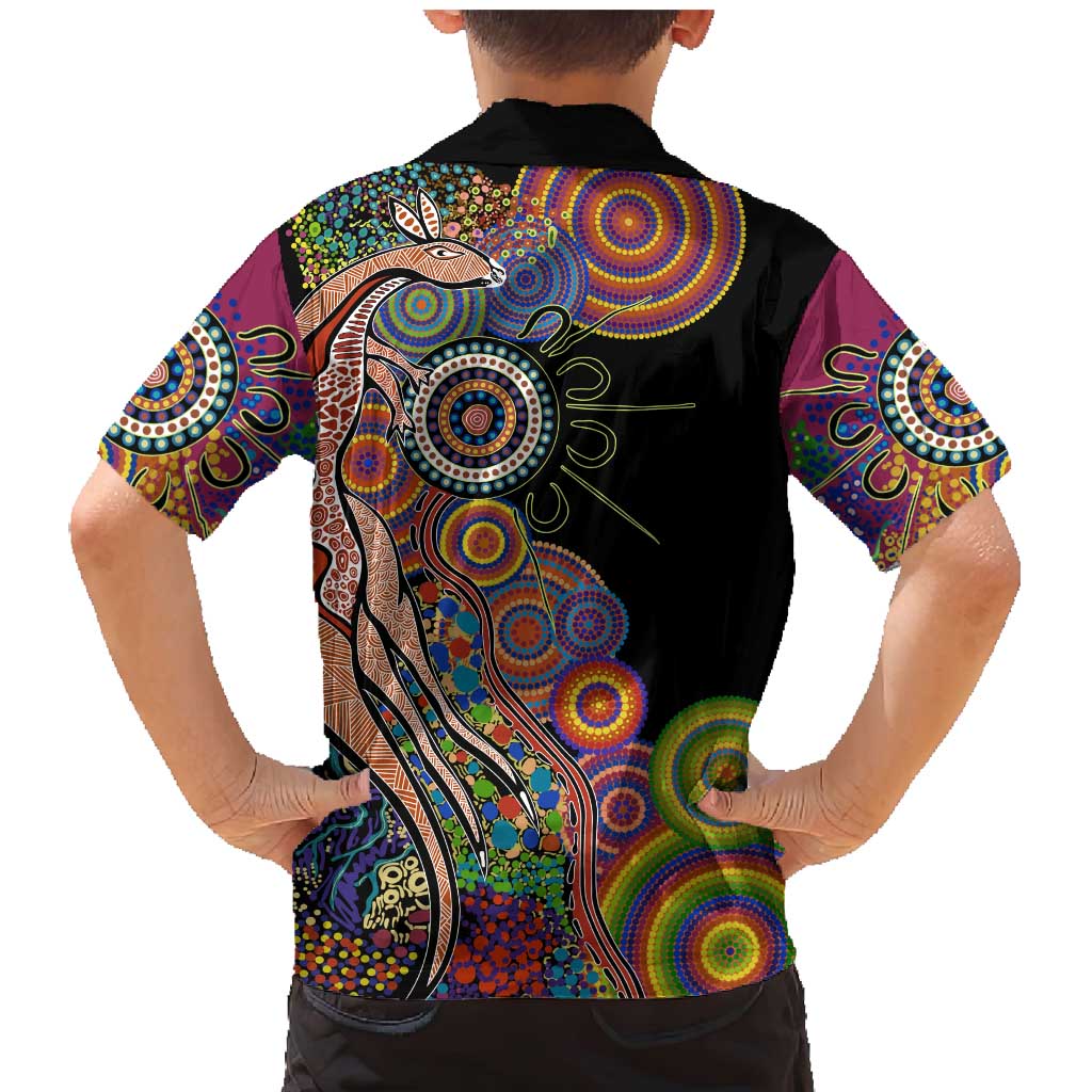 Indigenous Kangaroo Australia Aboriginal Style Family Matching Mermaid Dress and Hawaiian Shirt