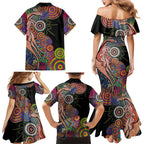 Indigenous Kangaroo Australia Aboriginal Style Family Matching Mermaid Dress and Hawaiian Shirt