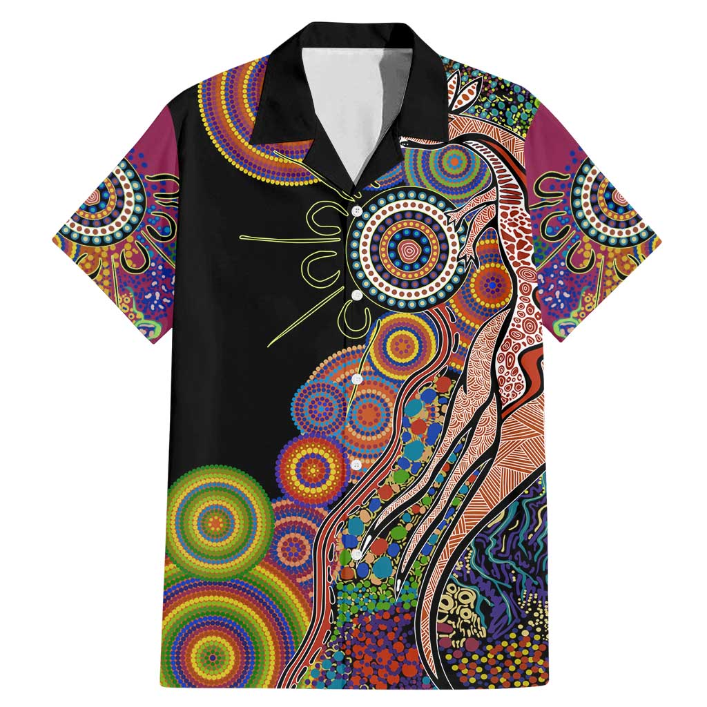 Indigenous Kangaroo Australia Aboriginal Style Family Matching Mermaid Dress and Hawaiian Shirt