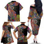 Indigenous Kangaroo Australia Aboriginal Style Family Matching Off The Shoulder Long Sleeve Dress and Hawaiian Shirt