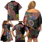 Indigenous Kangaroo Australia Aboriginal Style Family Matching Off Shoulder Short Dress and Hawaiian Shirt