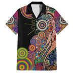 Indigenous Kangaroo Australia Aboriginal Style Family Matching Off Shoulder Short Dress and Hawaiian Shirt