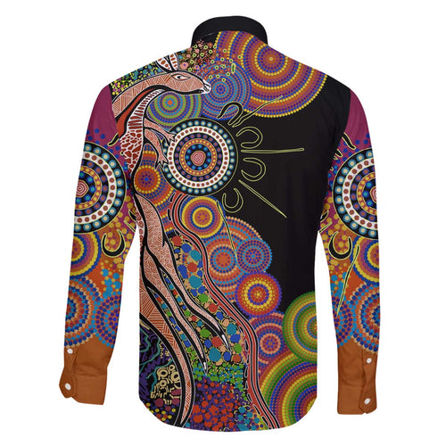 Indigenous Kangaroo Australia Aboriginal Style Family Matching Off Shoulder Short Dress and Hawaiian Shirt