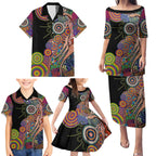 Indigenous Kangaroo Australia Aboriginal Style Family Matching Puletasi and Hawaiian Shirt
