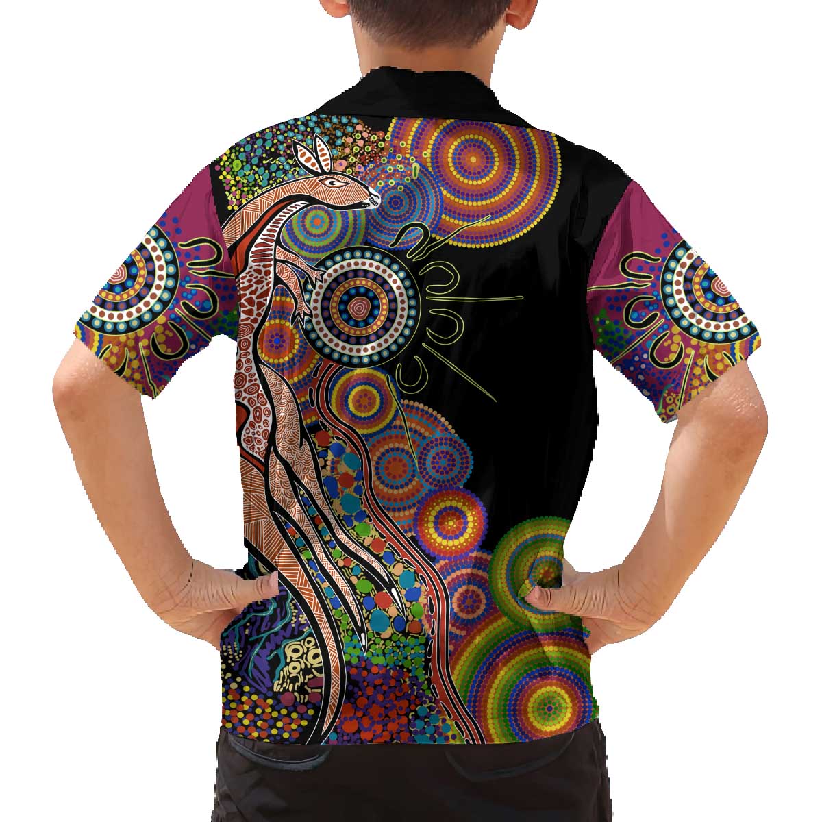 Indigenous Kangaroo Australia Aboriginal Style Family Matching Puletasi and Hawaiian Shirt