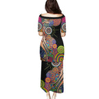 Indigenous Kangaroo Australia Aboriginal Style Family Matching Puletasi and Hawaiian Shirt