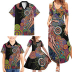Indigenous Kangaroo Australia Aboriginal Style Family Matching Summer Maxi Dress and Hawaiian Shirt