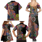 Indigenous Kangaroo Australia Aboriginal Style Family Matching Summer Maxi Dress and Hawaiian Shirt