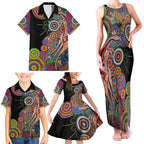 Indigenous Kangaroo Australia Aboriginal Style Family Matching Tank Maxi Dress and Hawaiian Shirt