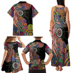 Indigenous Kangaroo Australia Aboriginal Style Family Matching Tank Maxi Dress and Hawaiian Shirt