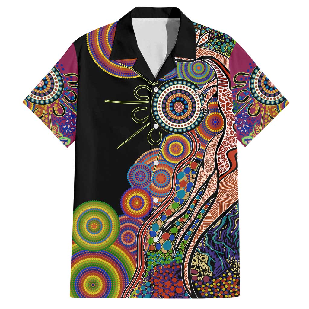 Indigenous Kangaroo Australia Aboriginal Style Family Matching Tank Maxi Dress and Hawaiian Shirt