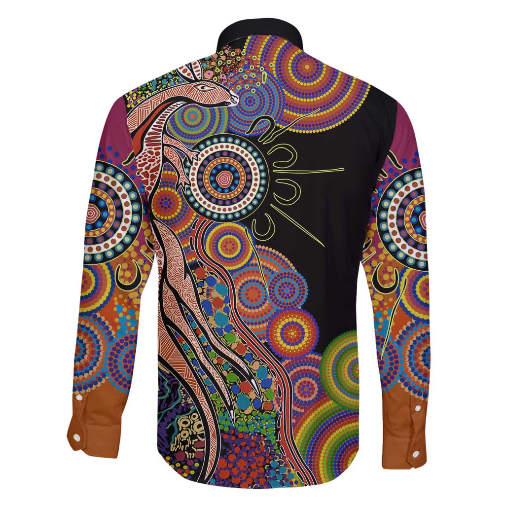 Indigenous Kangaroo Australia Aboriginal Style Family Matching Tank Maxi Dress and Hawaiian Shirt